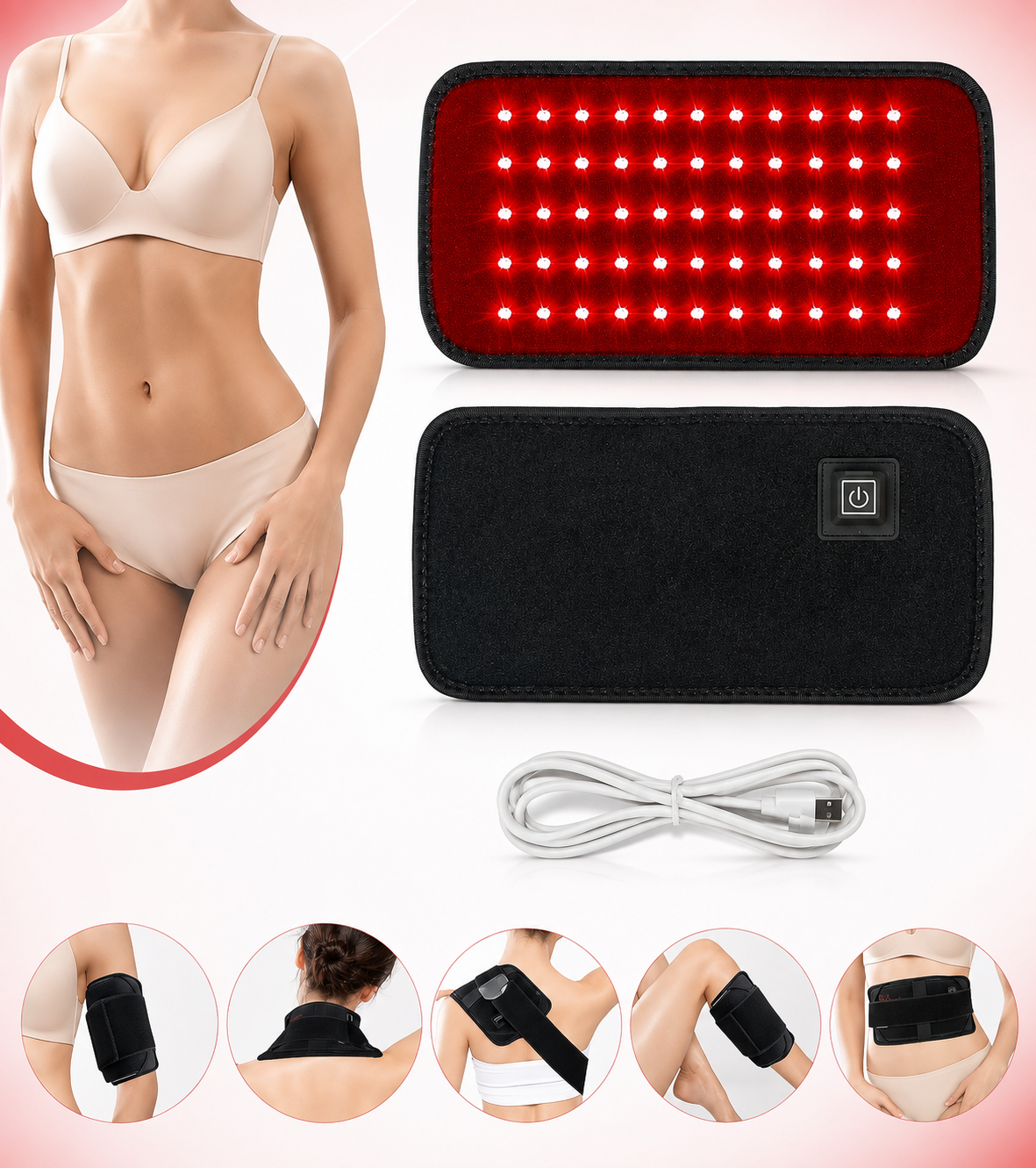 Red Light Therapy Belt – Infrared Recovery Wrap for Back, Waist & Shoulders | 660nm & 850nm Dual Light