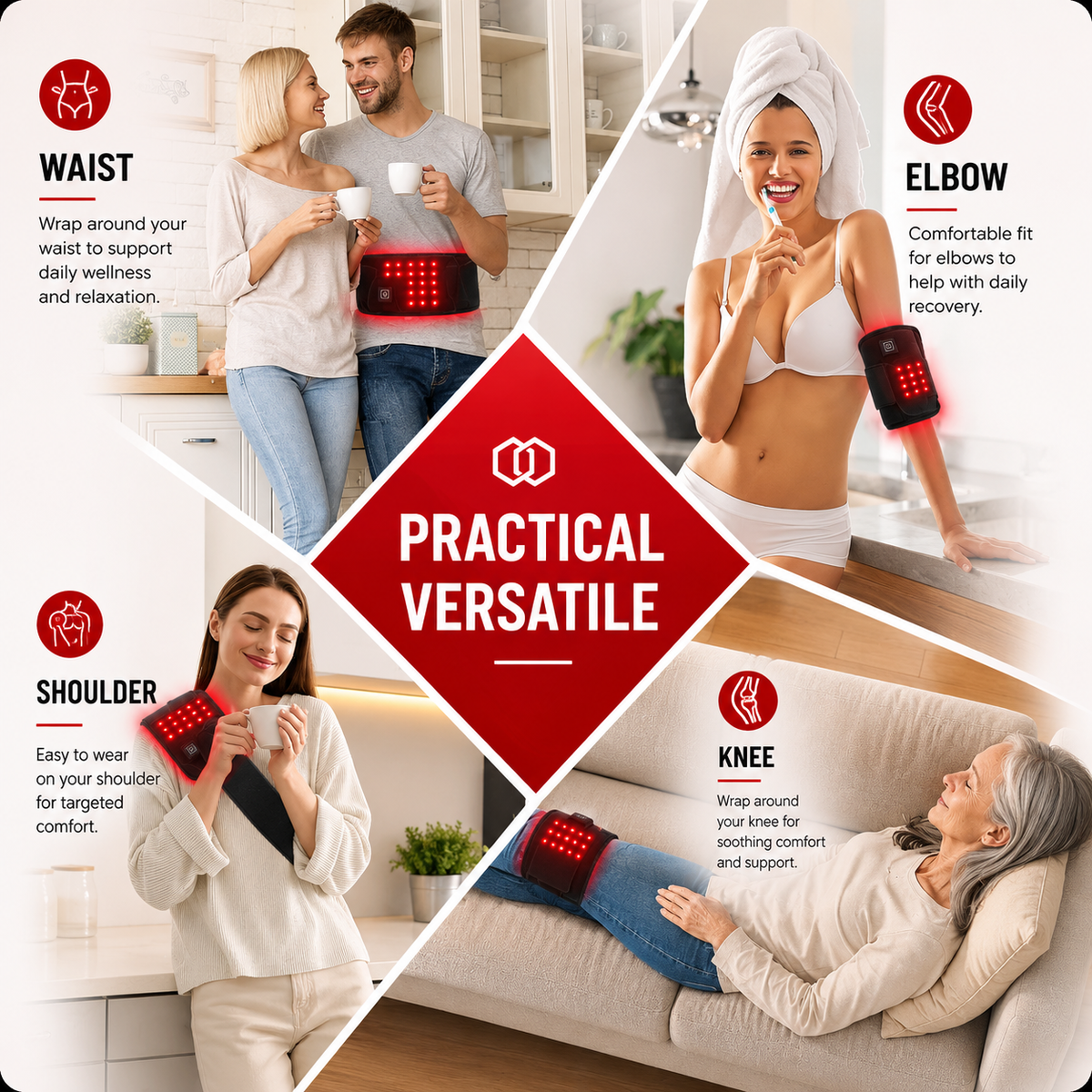 Red Light Therapy Belt – Infrared Recovery Wrap for Back, Waist & Shoulders | 660nm & 850nm Dual Light