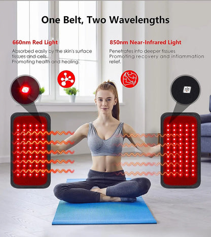 Red Light Therapy Belt – Infrared Recovery Wrap for Back, Waist & Shoulders | 660nm & 850nm Dual Light